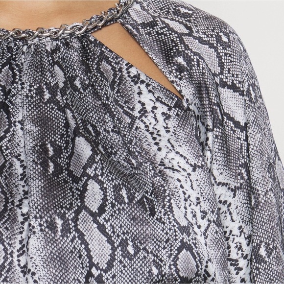 Michael Kors Snake‎ Print Dress Chain Detail Long Sleeve Party Dress L - Picture 2 of 5